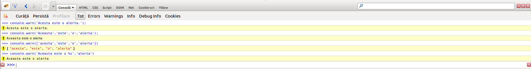 output console warn