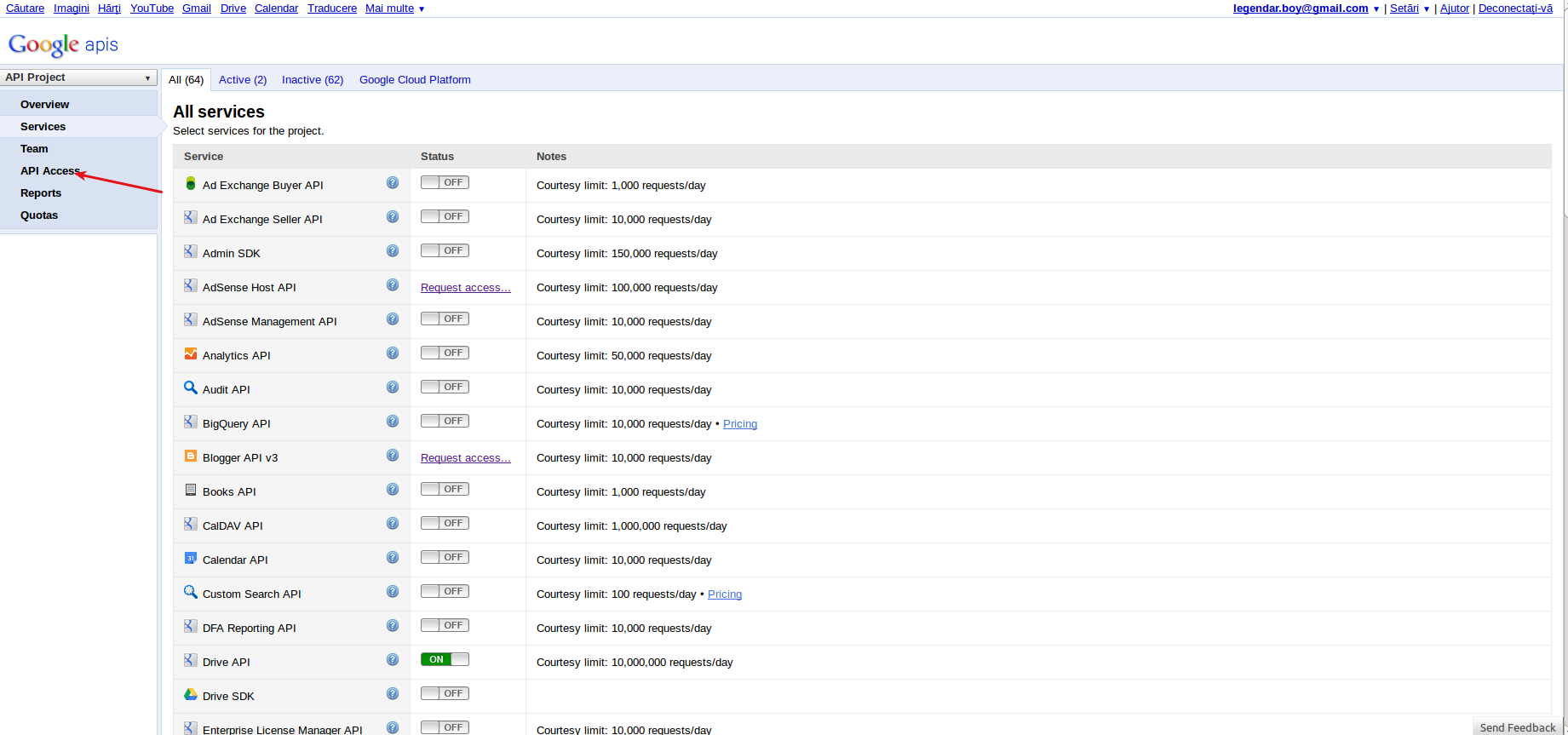 api access console
